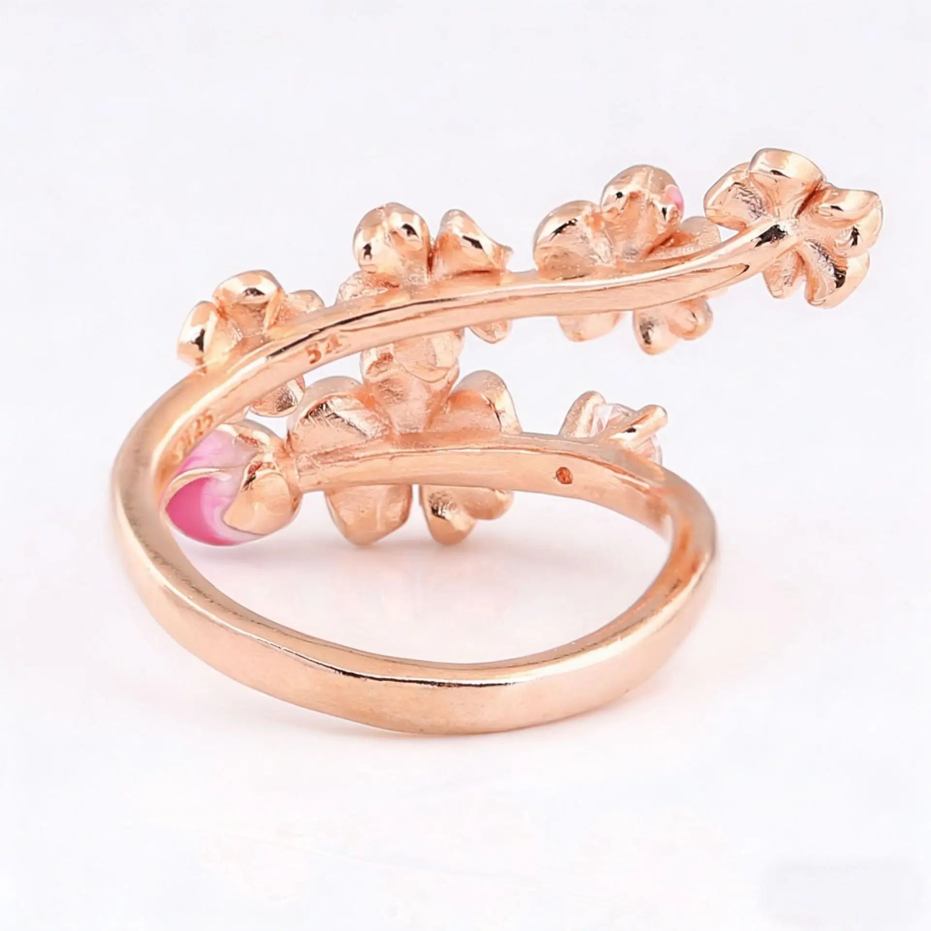 Women'S Adjustable Open Flower Rings - Dainty Peach Blossom Design with Cubic Zirconia, Enamel or Pearl, Fashion Jewelry Gifts for Women, Birthday or Mother'S Day, Rings for Women