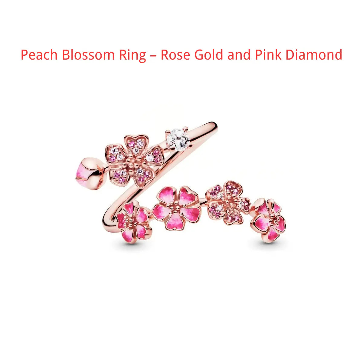 Women'S Adjustable Open Flower Rings - Dainty Peach Blossom Design with Cubic Zirconia, Enamel or Pearl, Fashion Jewelry Gifts for Women, Birthday or Mother'S Day, Rings for Women