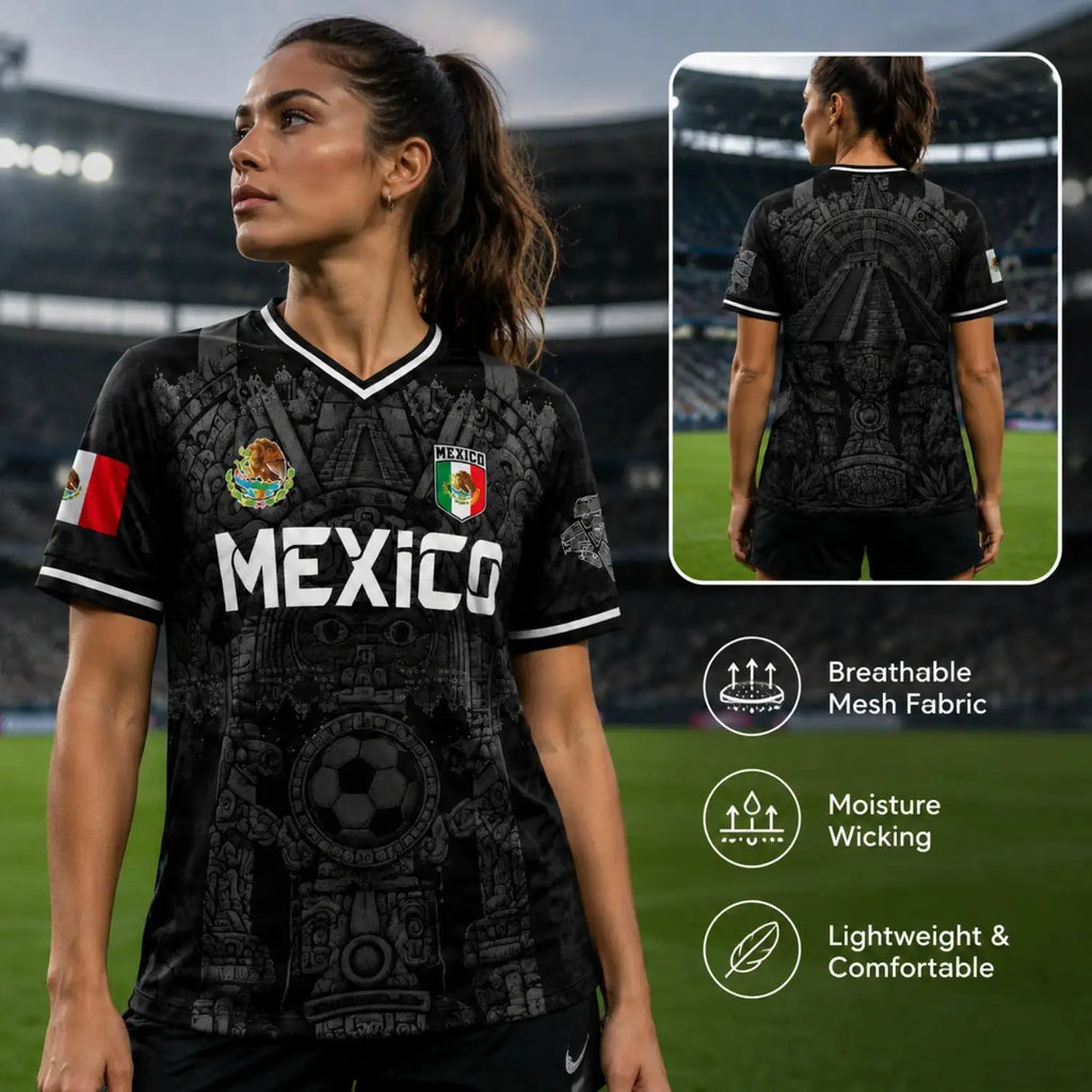 Men'S - White & Red Retro Sport Shirt Featuring Virgin of Guadalupe Style Jersey, Sugar Skull & Aztec Calendar Design