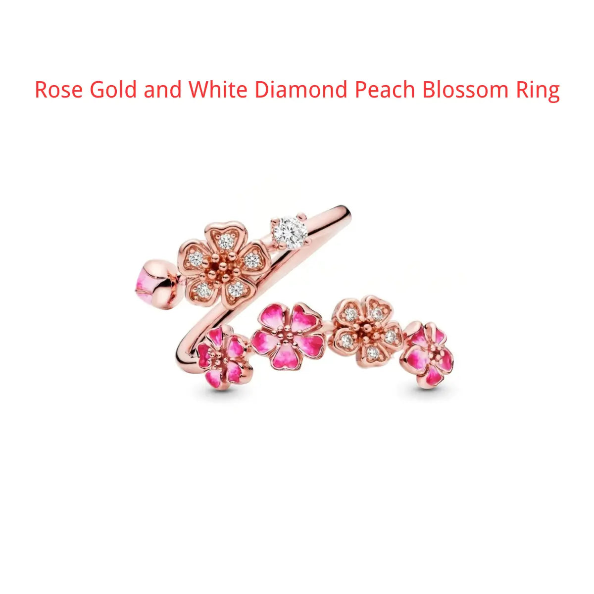 Women'S Adjustable Open Flower Rings - Dainty Peach Blossom Design with Cubic Zirconia, Enamel or Pearl, Fashion Jewelry Gifts for Women, Birthday or Mother'S Day, Rings for Women