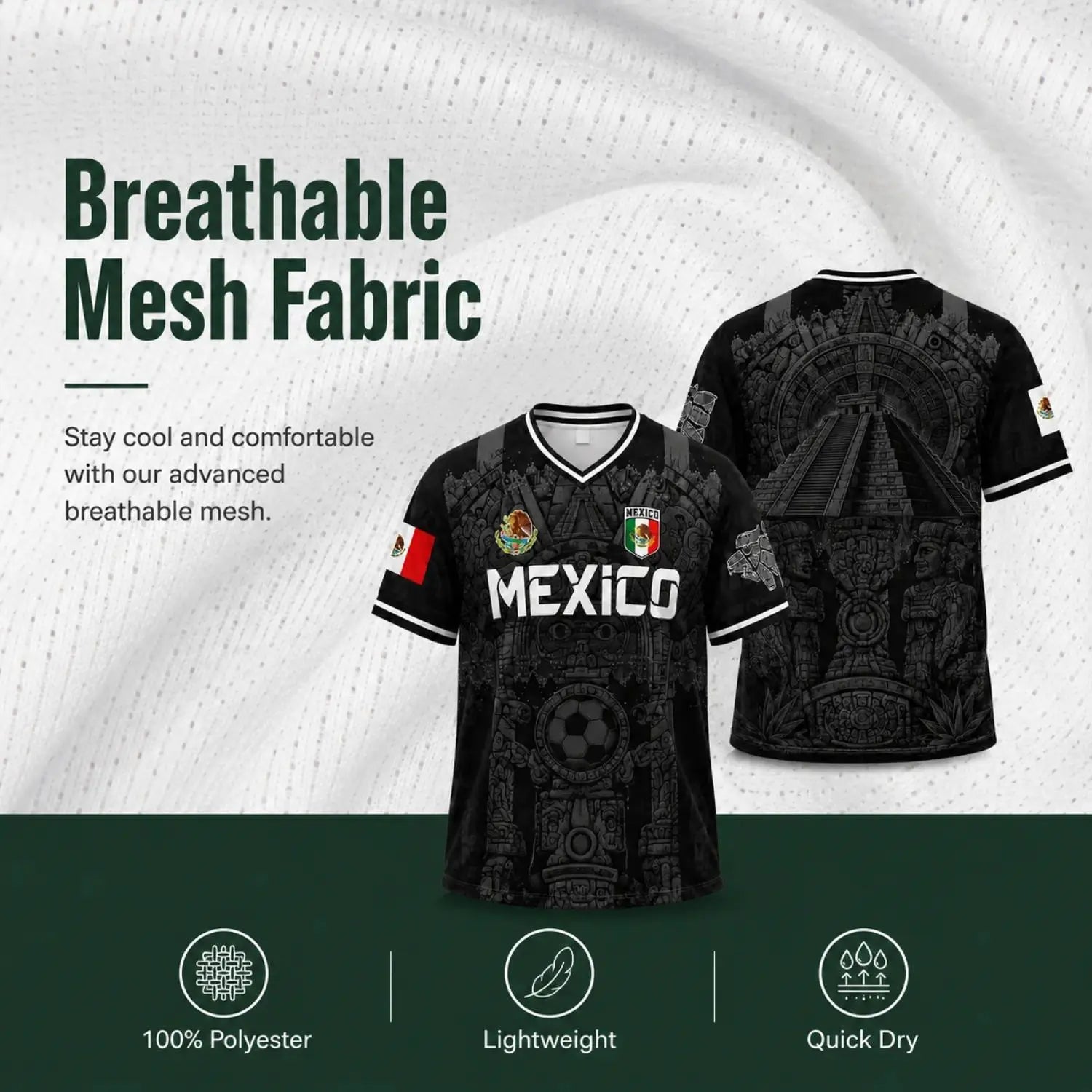 Men'S - White & Red Retro Sport Shirt Featuring Virgin of Guadalupe Style Jersey, Sugar Skull & Aztec Calendar Design
