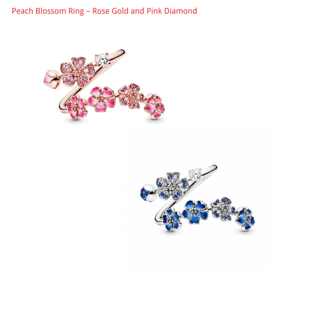Women'S Adjustable Open Flower Rings - Dainty Peach Blossom Design with Cubic Zirconia, Enamel or Pearl, Fashion Jewelry Gifts for Women, Birthday or Mother'S Day, Rings for Women