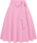 Women'S High Waist A-Line Pockets Skirt Skater Flared Midi Skirt Vinage Skirt
